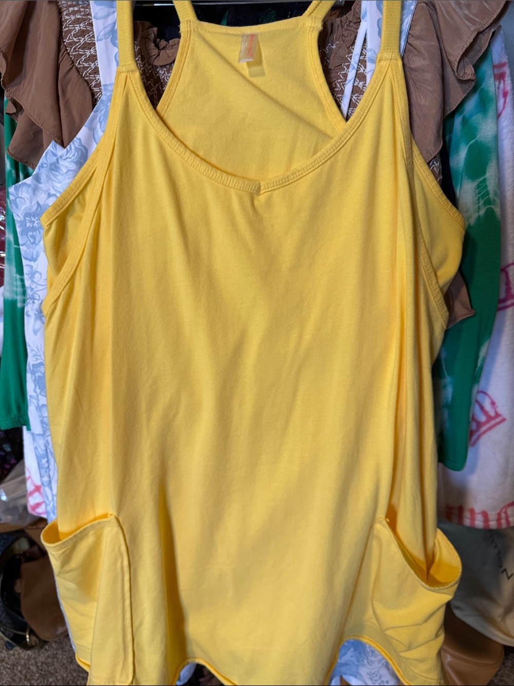 Women’s Yellow Sleeveless Tank Top Shorts Dress Romper with Pockets Size M - Picture 10 of 10